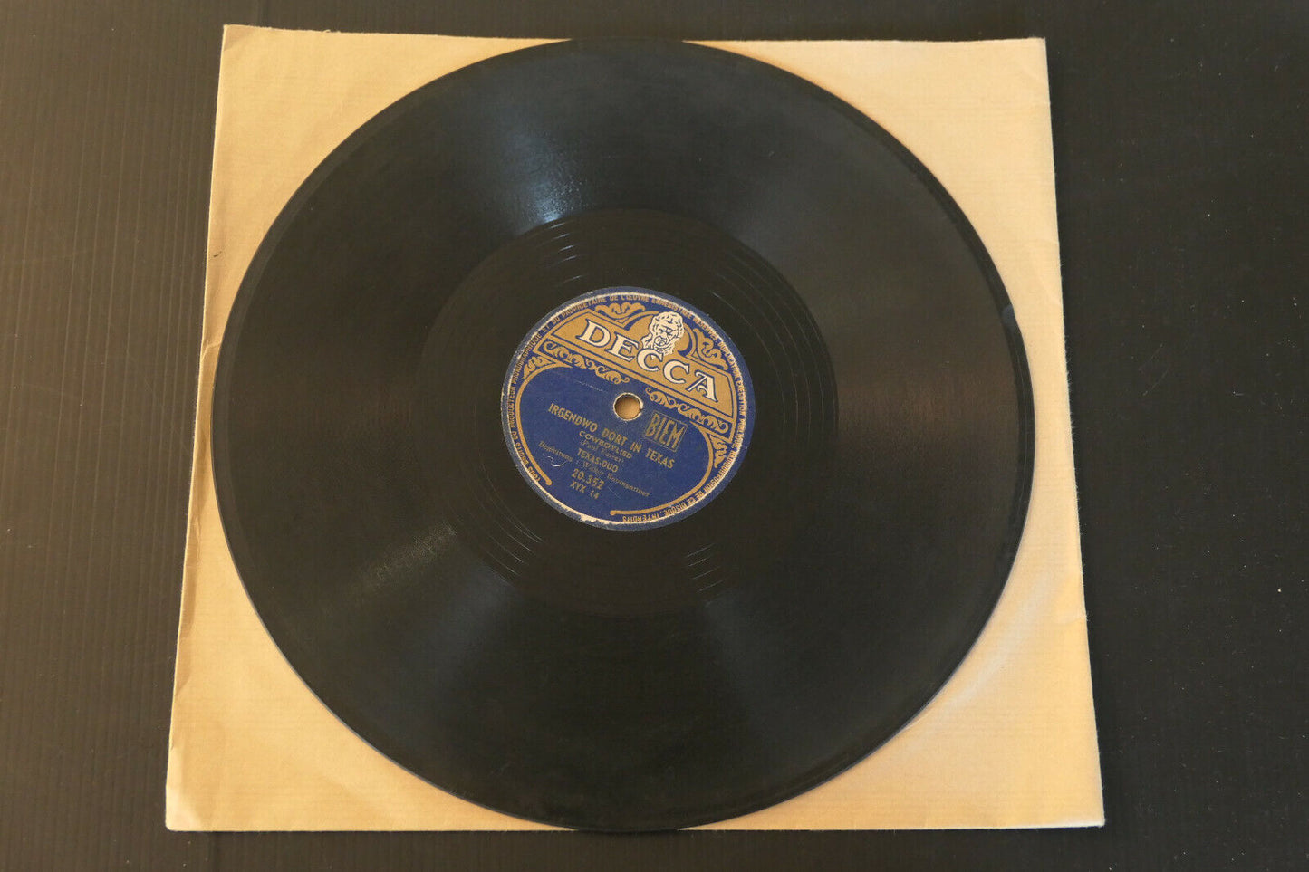78T 78RPM 10" 25 CM TEXAS DUO WALTER BAUMGARTNER COWBOY DECCA 20352