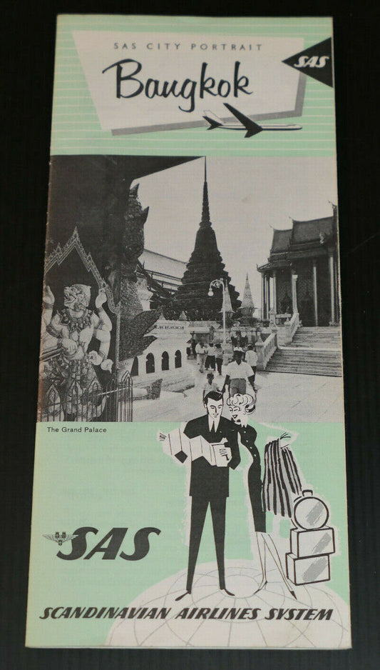 ANCIEN DEPLIANT TOURISTIQUE VOYAGE SAS SCANDINAVIAN AIRLINES SYSTEM BANGKOK