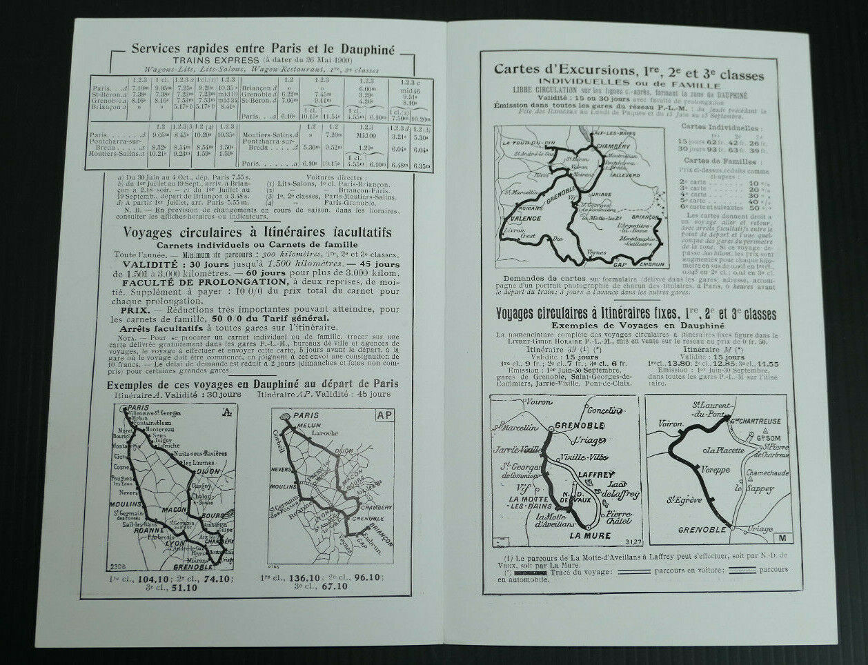 ANCIEN DEPLIANT TOURISME CHEMINS DE FER TRAIN PLM DAUPHINE LA MEIJE ETE 1909