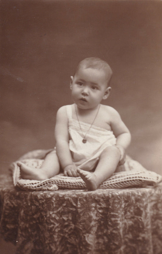 ANCIENNE CARTE PHOTO PORTRAIT ENFANT BEBE DOUARNENEZ CIRCA 1930