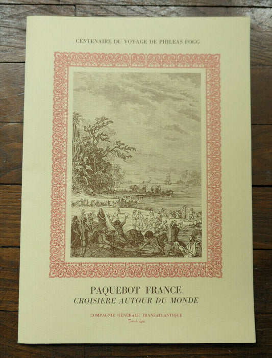 ANCIEN MENU PAQUEBOT FRANCE CENTENAIRE DU VOYAGE DE PHILEAS FOGG 1972 HETZEL