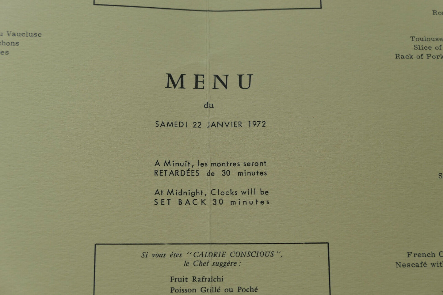 ANCIEN MENU PAQUEBOT FRANCE CENTENAIRE DU VOYAGE DE PHILEAS FOGG 1972 HETZEL