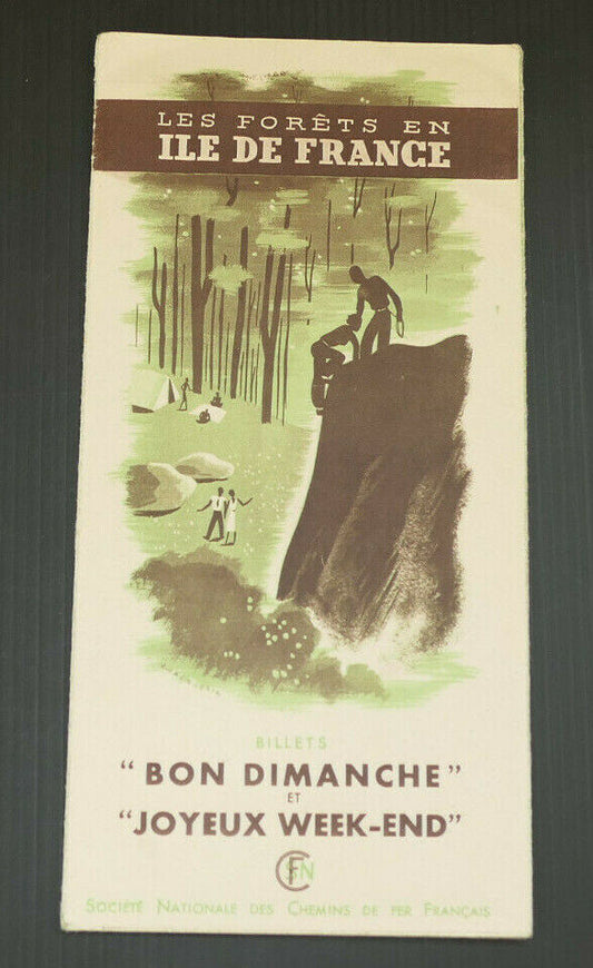 ANCIEN DEPLIANT TOURISME TRAIN SNCF LES FORETS EN ILE DE FRANCE 1938