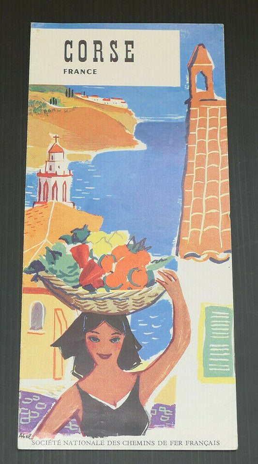 ANCIEN DEPLIANT TOURISME SNCF CORSE 1956