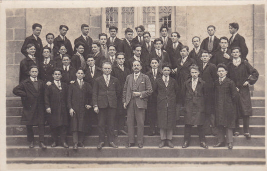 ANCIENNE CARTE PHOTO VILLARD QUIMPER GROUPE ECOLE INSTITUTION A IDENTIFIER