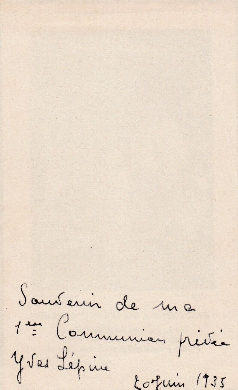 ANCIENNE IMAGE PIEUSE RELIGIEUSE HOLY CARD SOUVENIR PREMIERE COMMUNION 1935