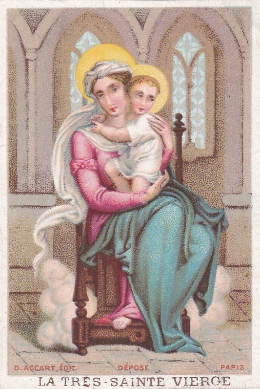 ANCIENNE IMAGE PIEUSE RELIGIEUSE HOLY CARD LA TRES SAINTE VIERGE D. ACCART PARIS