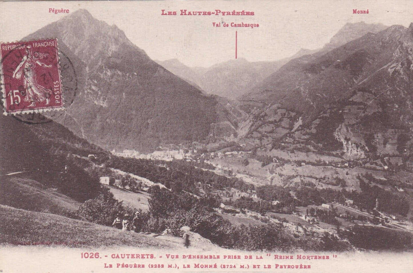 CARTE POSTALE ANCIENNE CPA CAUTERETS VUE D'ENSEMBLE PRISE DE LA "REINE HORTENSE"