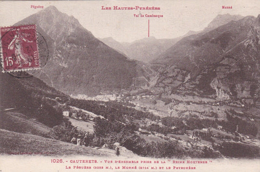 CARTE POSTALE ANCIENNE CPA CAUTERETS VUE D'ENSEMBLE PRISE DE LA "REINE HORTENSE"