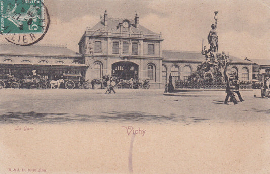 OLD POSTCARD CPA VICHY LA GARE (1908) 