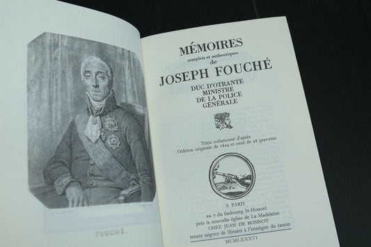 MEMOIRES DE JOSEPH FOUCHE / JEAN DE BONNOT 1986