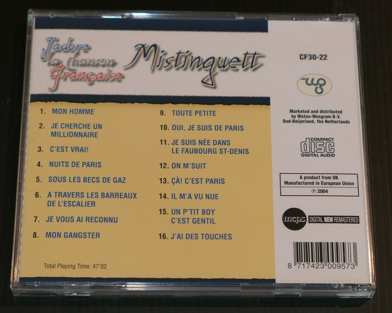 CD MISTINGUETT / 16 TITRES / 2004