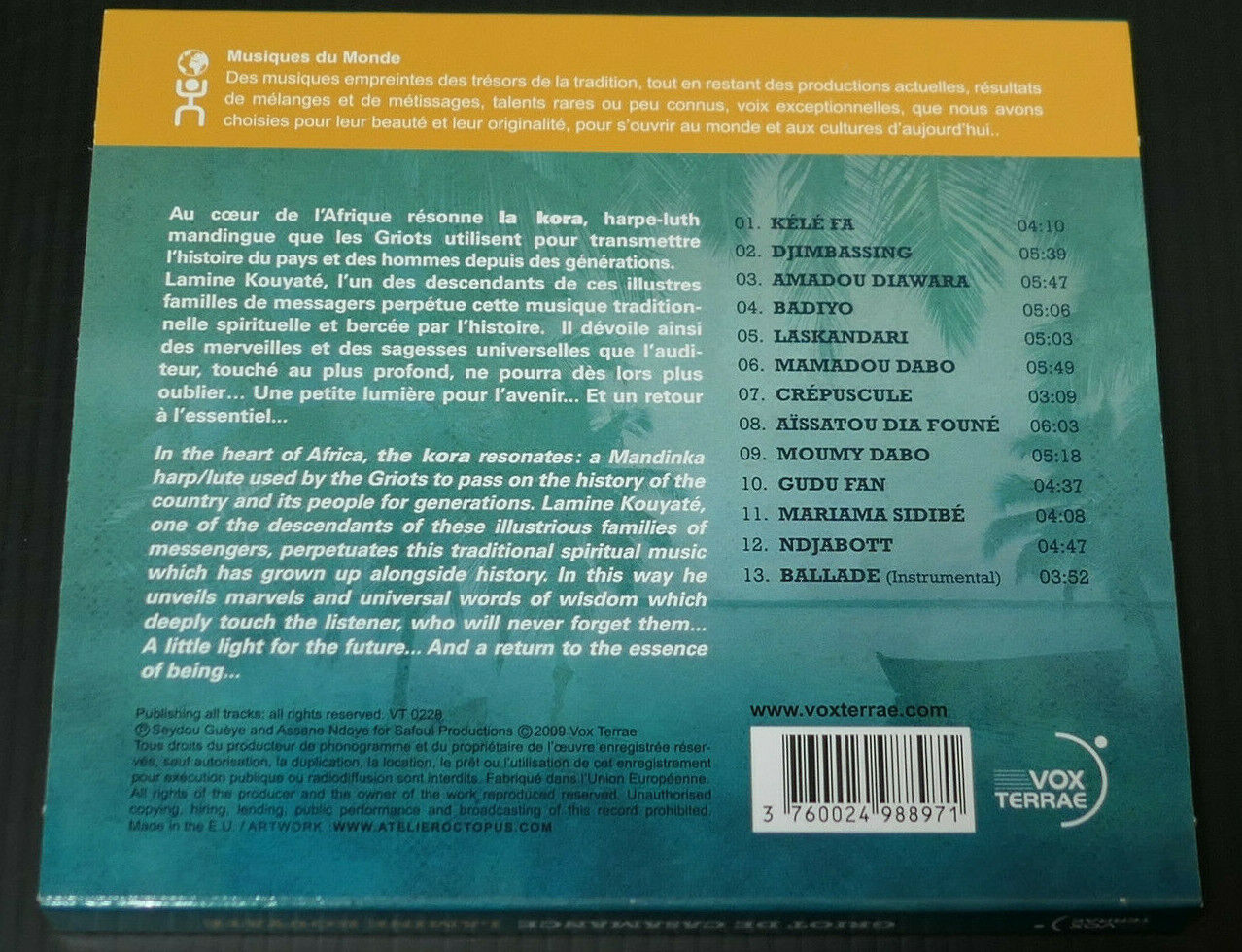 CD GRIOT DE CASAMANCE / LAMINE KOUYATE / VOX TERRAE VT0228 / 2009