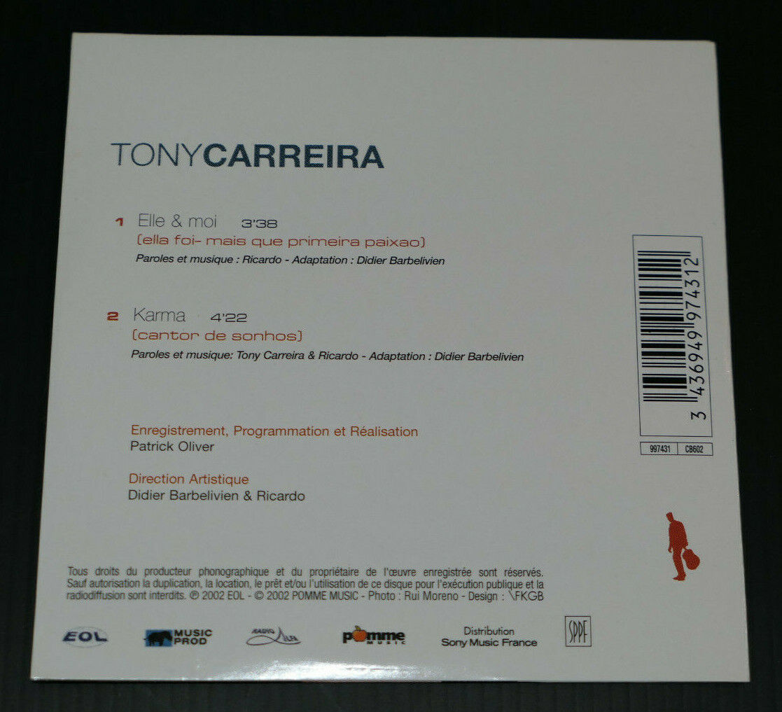 CD 2 TITRES TONY CARREIRA / ELLE & MOI / 2002