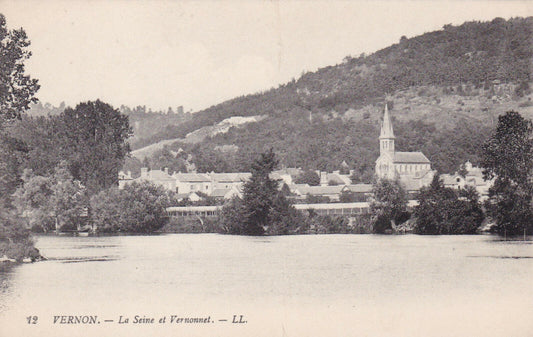 OLD POSTCARD CPA VERNON LA SEINE AND VERNONNET 