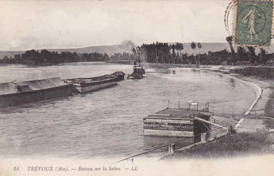 CARTE POSTALE ANCIENNE CPA TREVOUX (AIN) BATEAU SUR LA SAONE