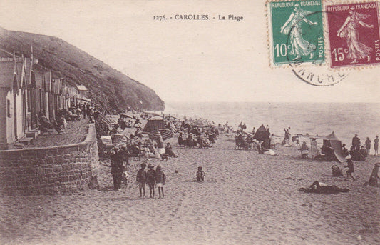 CARTE POSTALE ANCIENNE CPA CAROLLES LA PLAGE (1927)