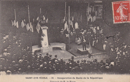 OLD POSTCARD CPA SAINT-CYR L'ECOLE INAUGURATION OF THE BUST... (1909) 