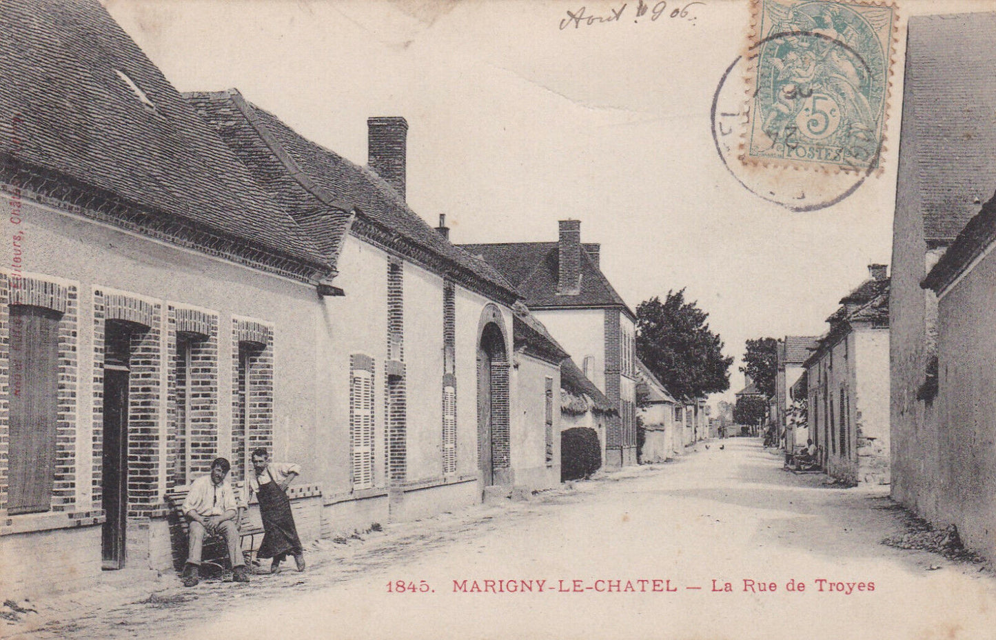 OLD POSTCARD CPA MARIGNY-LE-CHATEL LA RUE DE TROYES (1906) 