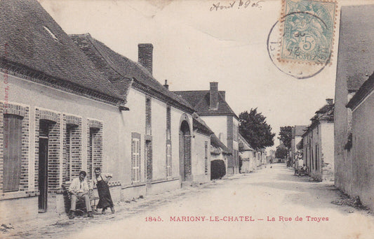 OLD POSTCARD CPA MARIGNY-LE-CHATEL LA RUE DE TROYES (1906) 