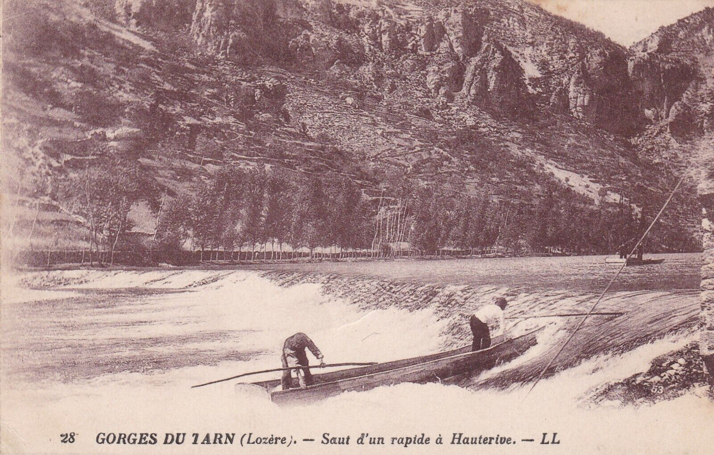 CARTE POSTALE ANCIENNE CPA GORGES DU TARN SAUT D'UN RAPIDE A HAUTERIVE (1927)