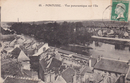 OLD POSTCARD CPA PONTOISE PANORAMIC VIEW OF THE ISLAND 