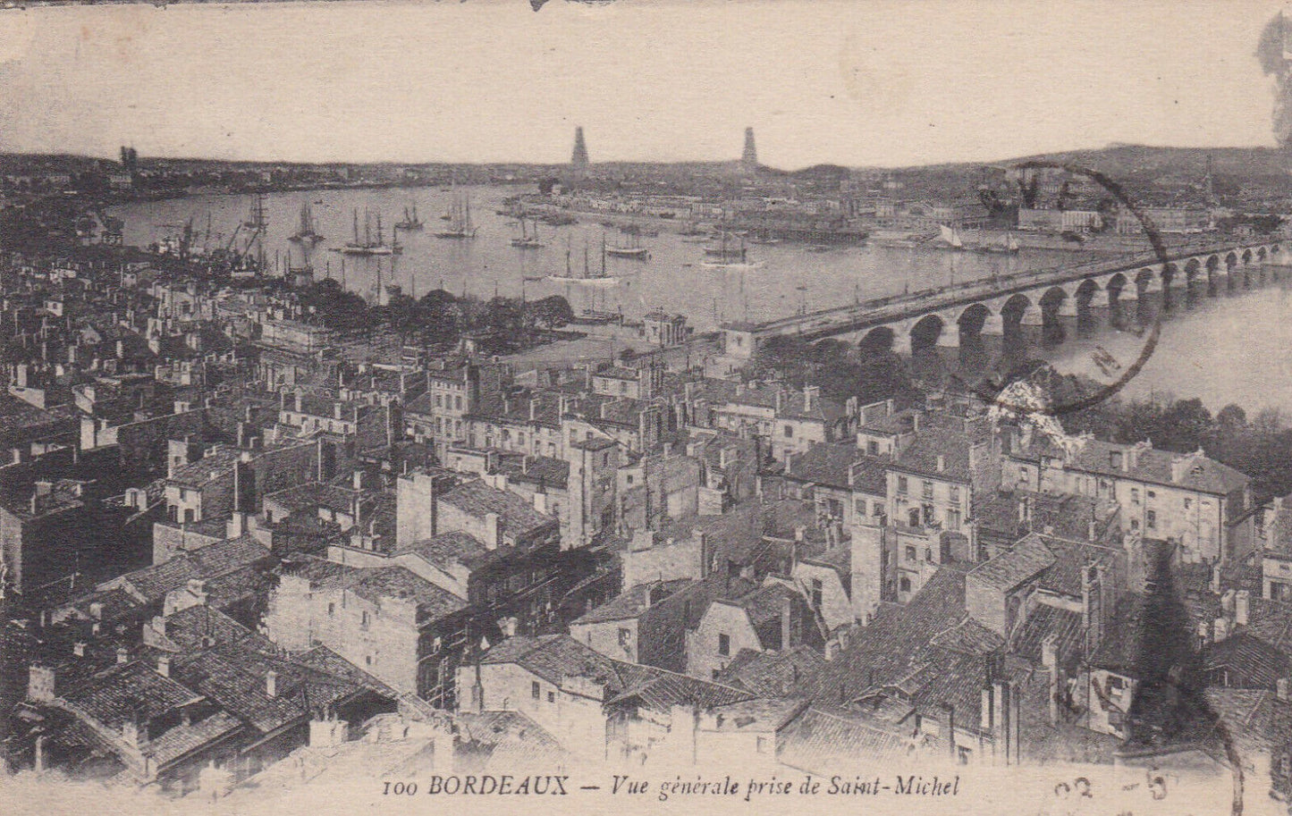 CARTE POSTALE ANCIENNE CPA BORDEAUX VUE GENERALE PRISE DE SAINT-MICHEL (1925)