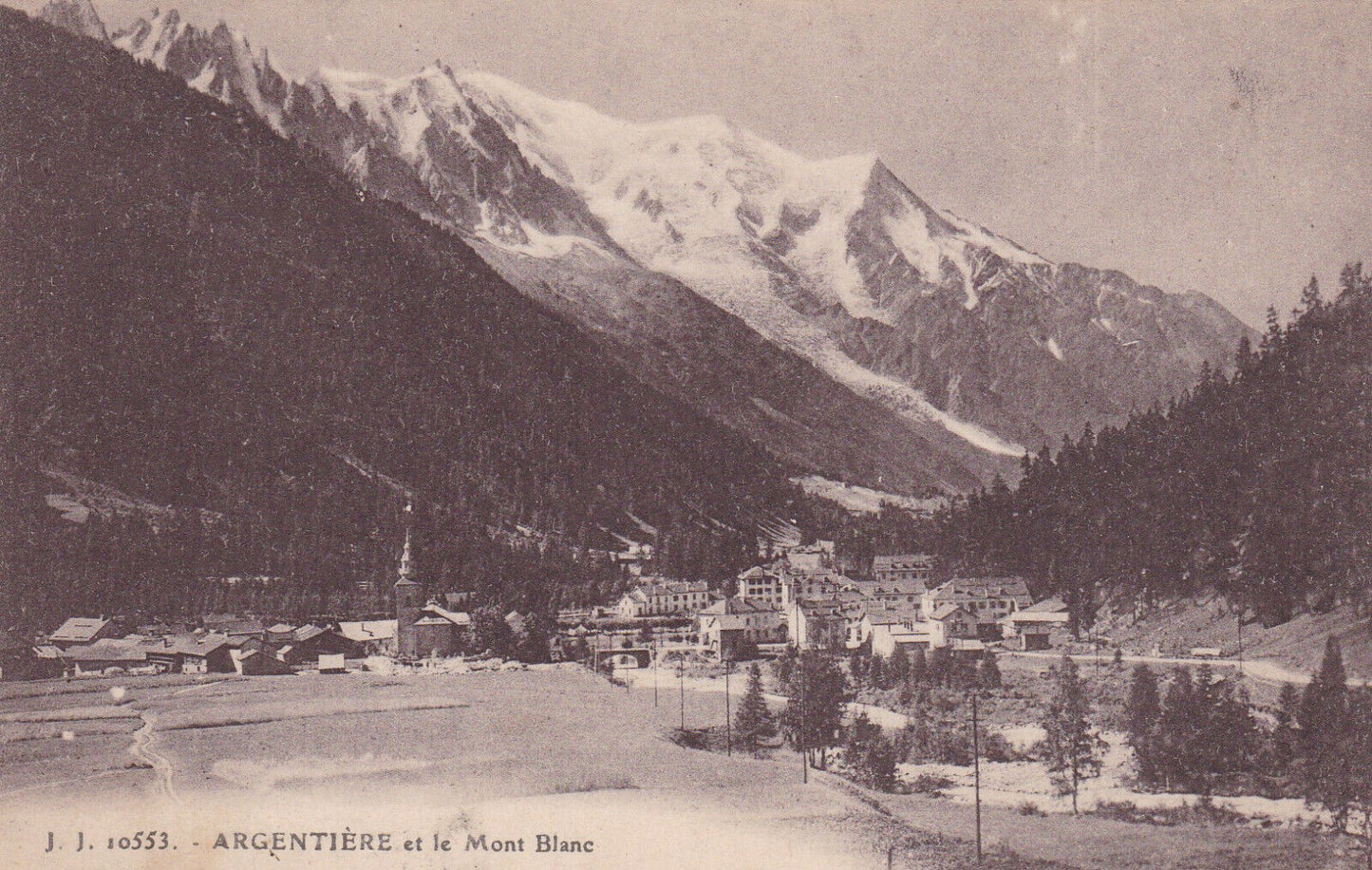 OLD POSTCARD CPA ARGENTIERE AND MONT BLANC (1928) 