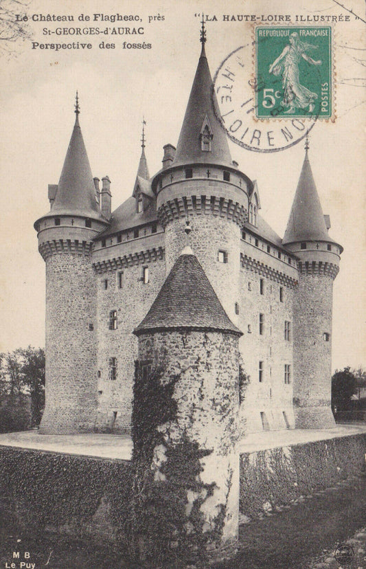 OLD POSTCARD CPA THE CHATEAU DE FLAGHEAC NEAR ST-GEORGES-D'AURAC (1911) 