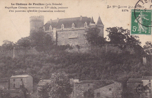 OLD POSTCARD CPA THE CHATEAU DE PAULHAC (NEAR BRIOUDE) (1913) 