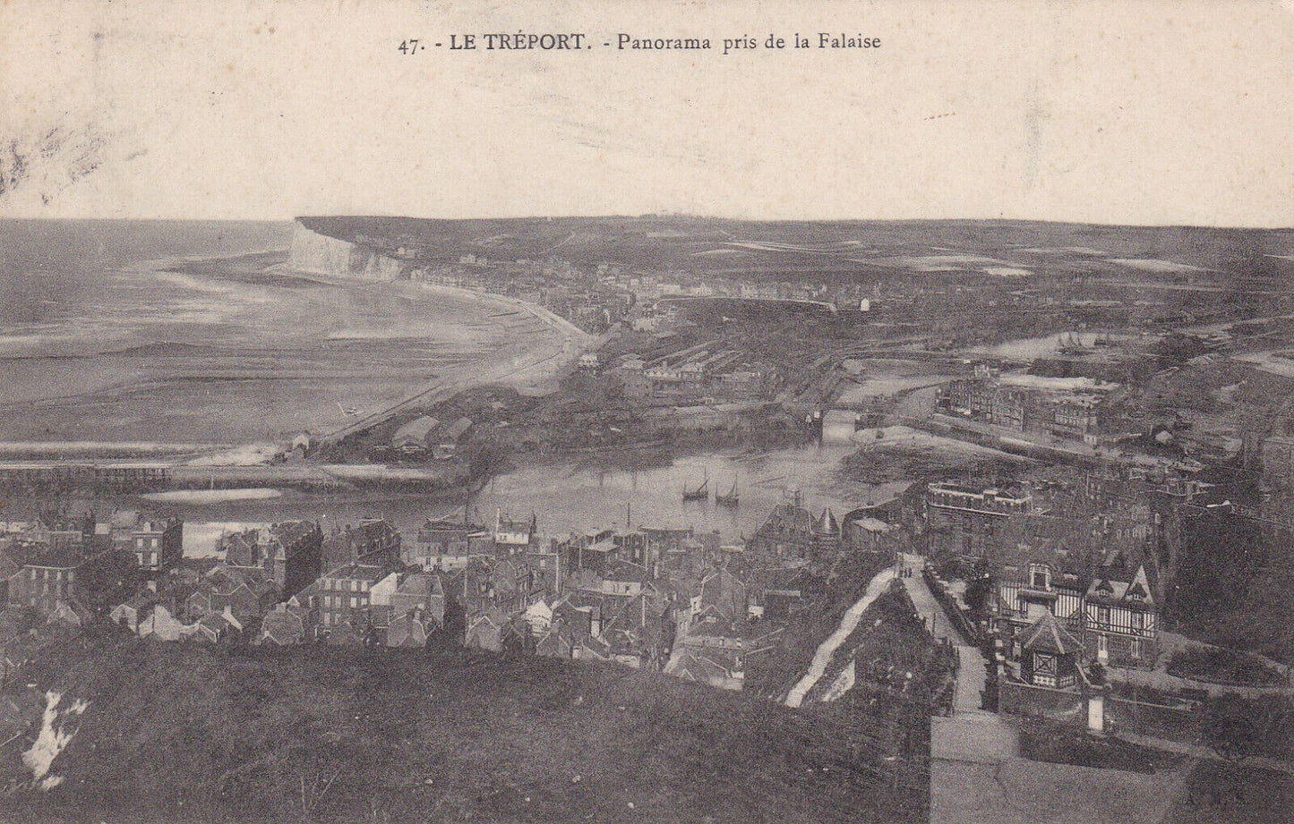 OLD POSTCARD CPA LE TREPORT PANORAMA TAKEN FROM THE CLIFF 
