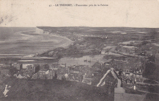 OLD POSTCARD CPA LE TREPORT PANORAMA TAKEN FROM THE CLIFF 
