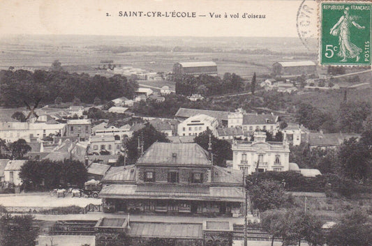 OLD POSTCARD CPA SAINT-CYR-L'ECOLE BIRD'S EYE VIEW 