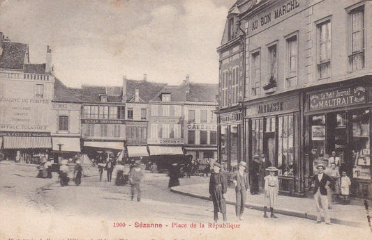 OLD POSTCARD CPA SEZANNE PLACE DE LA REPUBLIQUE (1904) 
