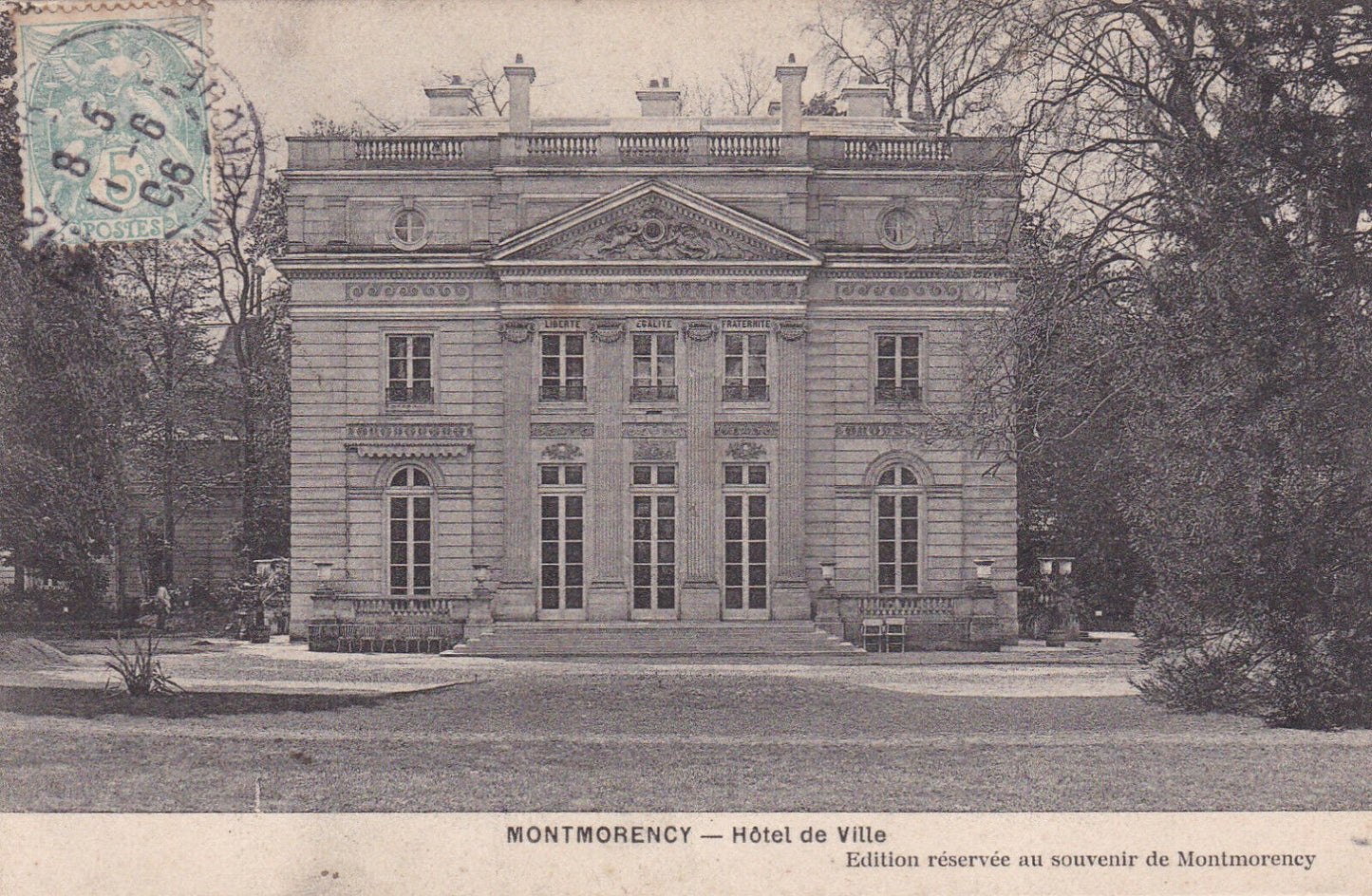 OLD POSTCARD CPA MONTMORENCY TOWN HALL (1906)