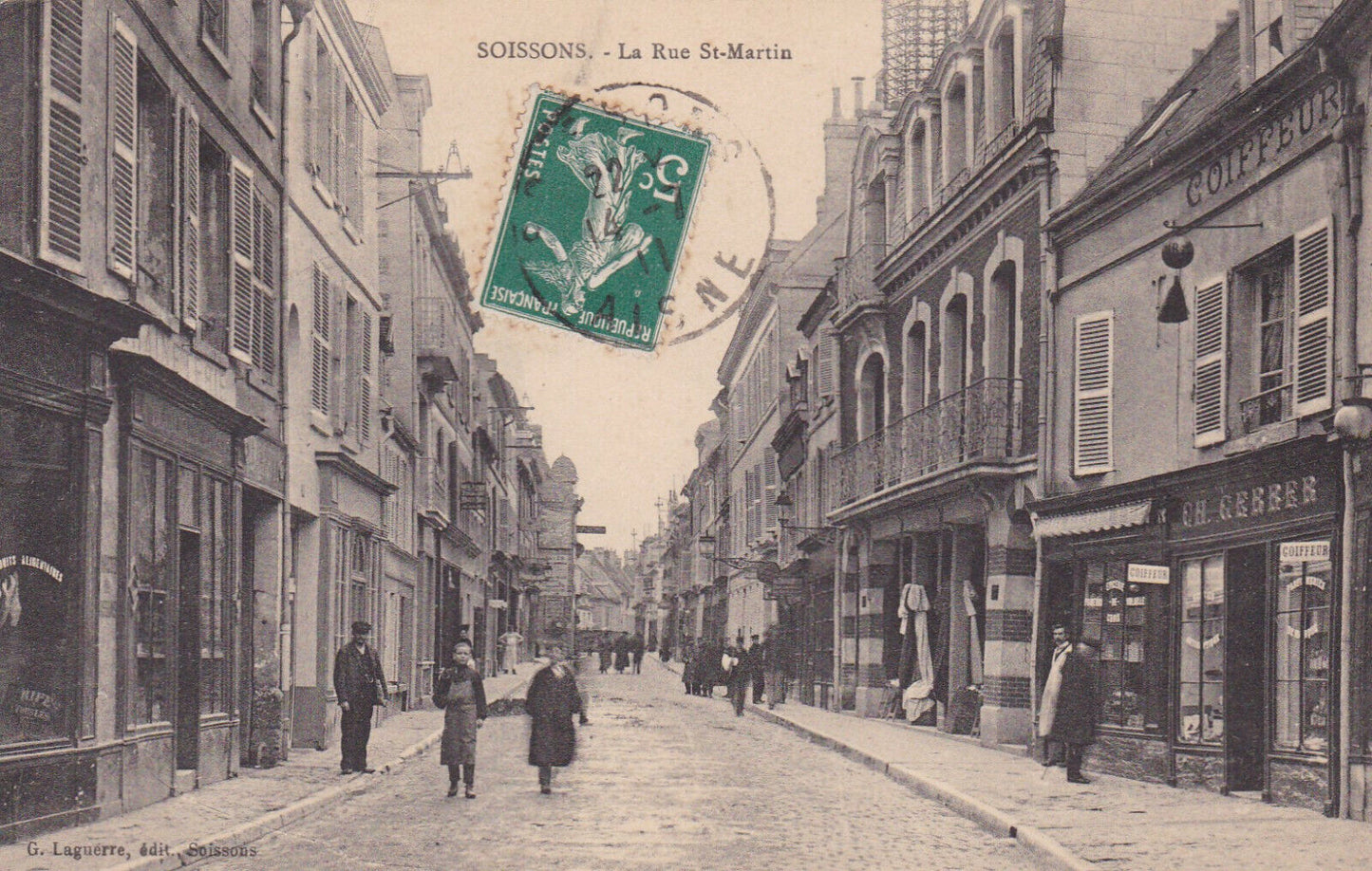 OLD POSTCARD CPA SOISSONS RUE ST-MARTIN 