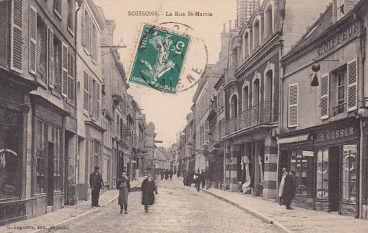 OLD POSTCARD CPA SOISSONS RUE ST-MARTIN 