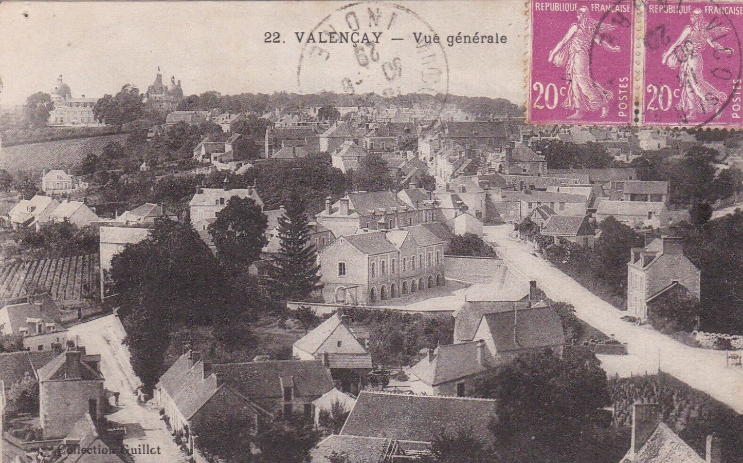 CARTE POSTALE ANCIENNE CPA 36 VALENCAY VUE GENERALE (1929)