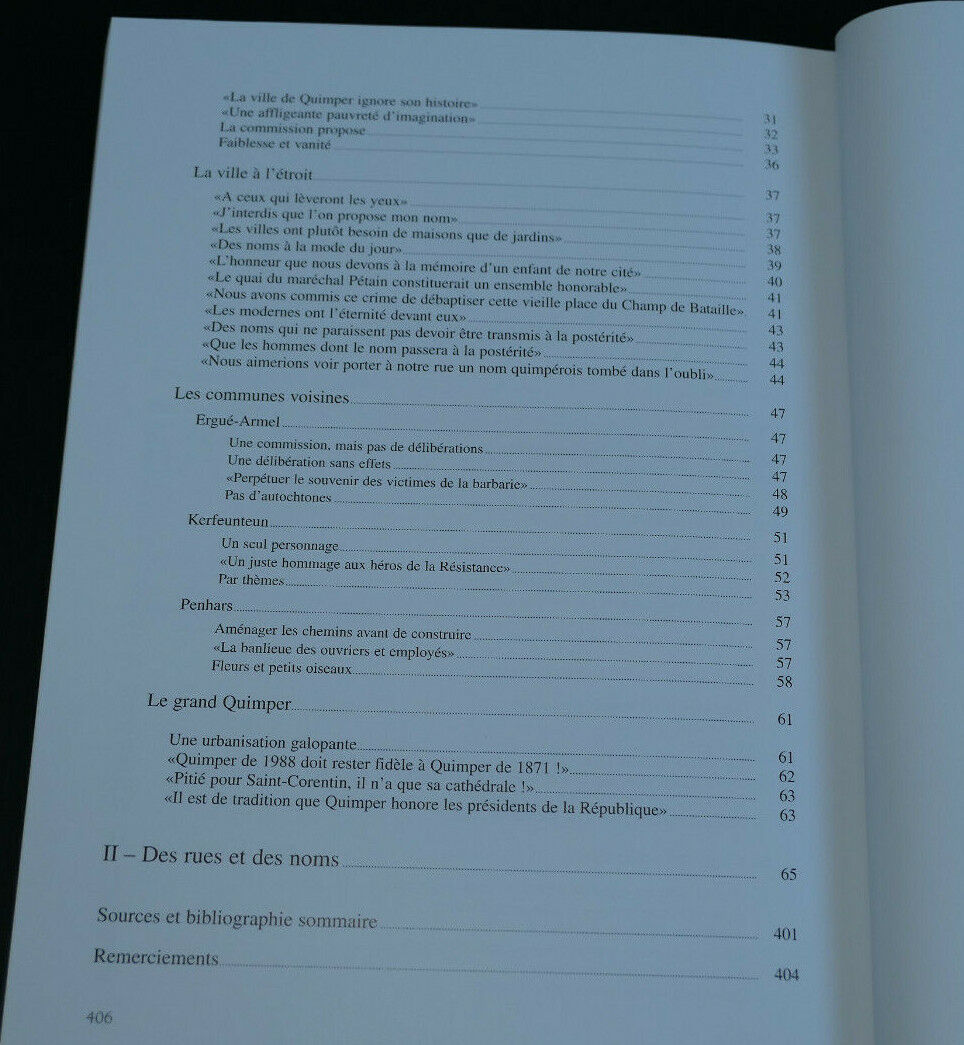 QUIMPER DES RUES ET DES NOMS AU FIL DU TEMPS / CERCLE CULTUREL QUIMPEROIS 2003