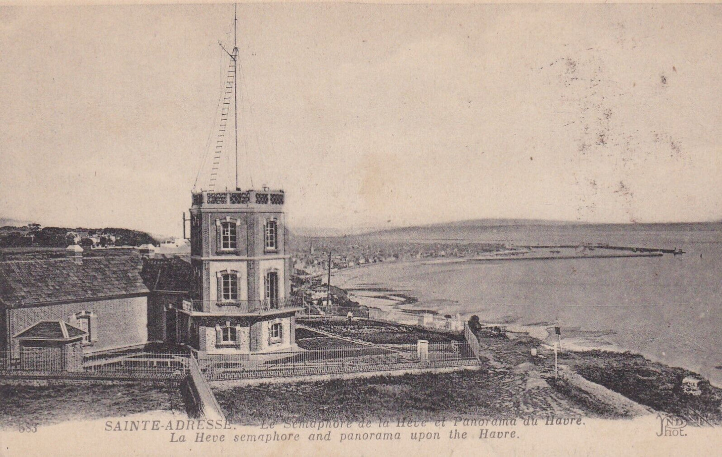 OLD POSTCARD CPA SAINTE-ADRESSE THE SEMAPHORE OF LA HEVE AND PANORAMA... 