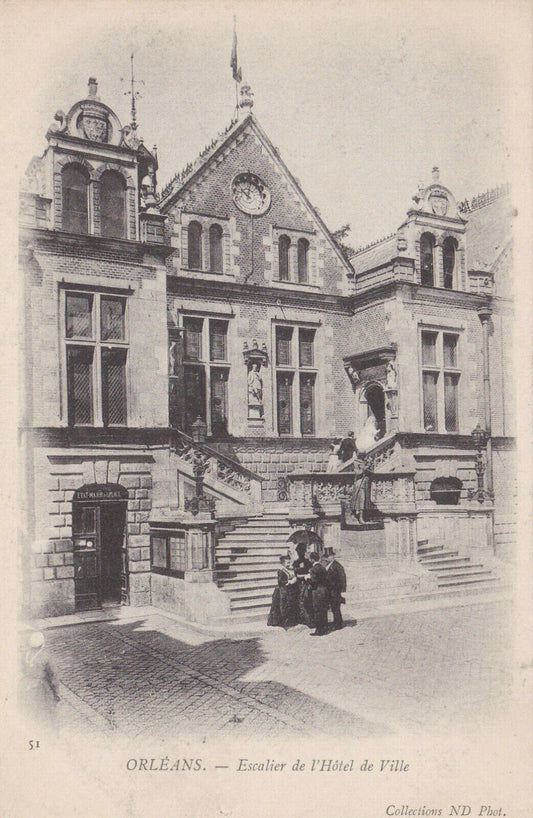 OLD POSTCARD CPA ORLEANS CITY HALL STAIRCASE 