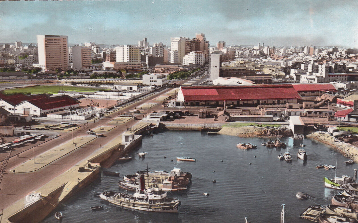 CARTE POSTALE ANCIENNE CPA CASABLANCA LE PORT ET LE BOULEVARD MOHAMED EL HANSALI