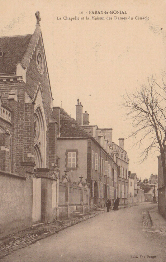 OLD POSTCARD CPA PARAY-LE-MONIAL THE CHAPEL AND THE LADIES' HOUSE... 
