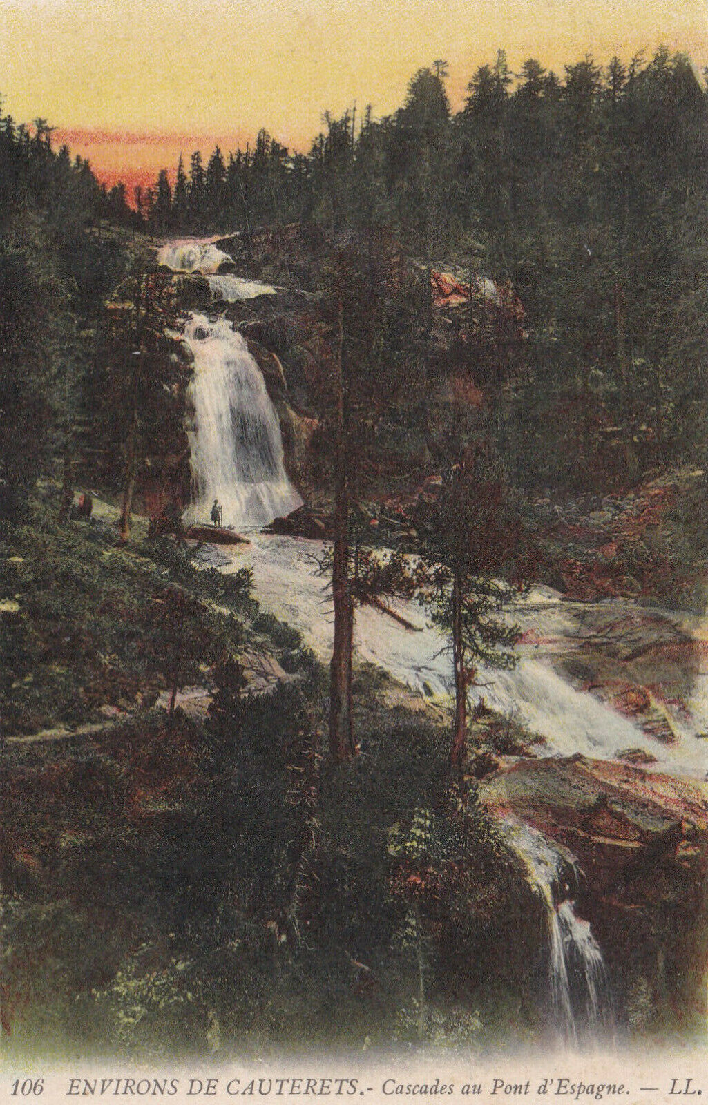CARTE POSTALE ANCIENNE CPA ENVIRONS DE CAUTERETS CASCADES AU PONT D'ESPAGNE