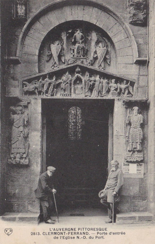 OLD POSTCARD CPA CLERMONT-FERRAND CHURCH ENTRANCE DOOR...