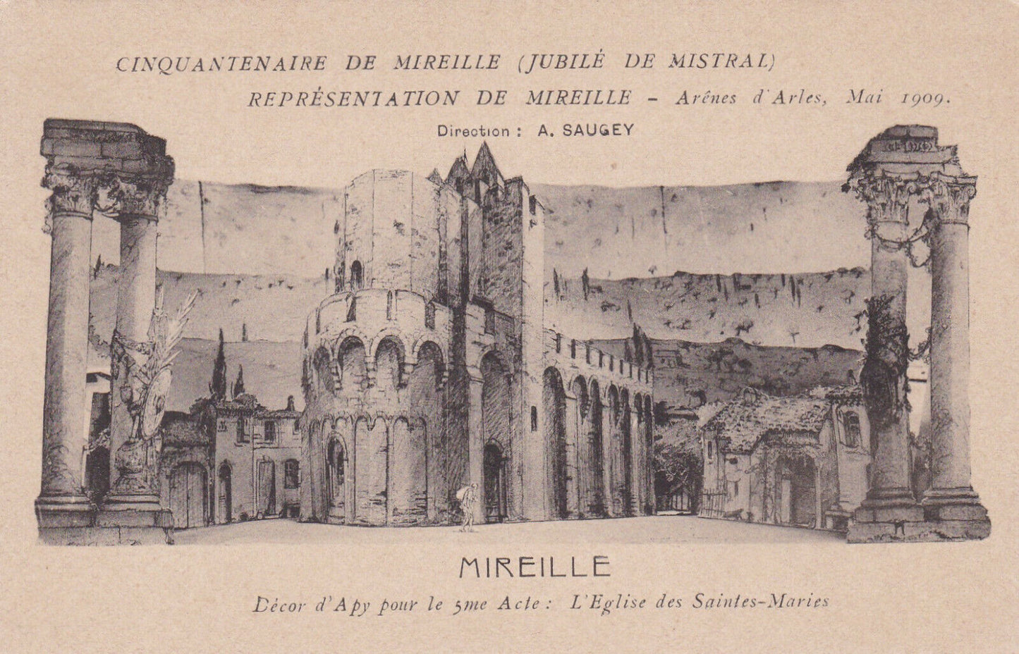 CARTE POSTALE ANCIENNE CPA ARLES CINQUANTENAIRE DE MIREILLE MAI 1909