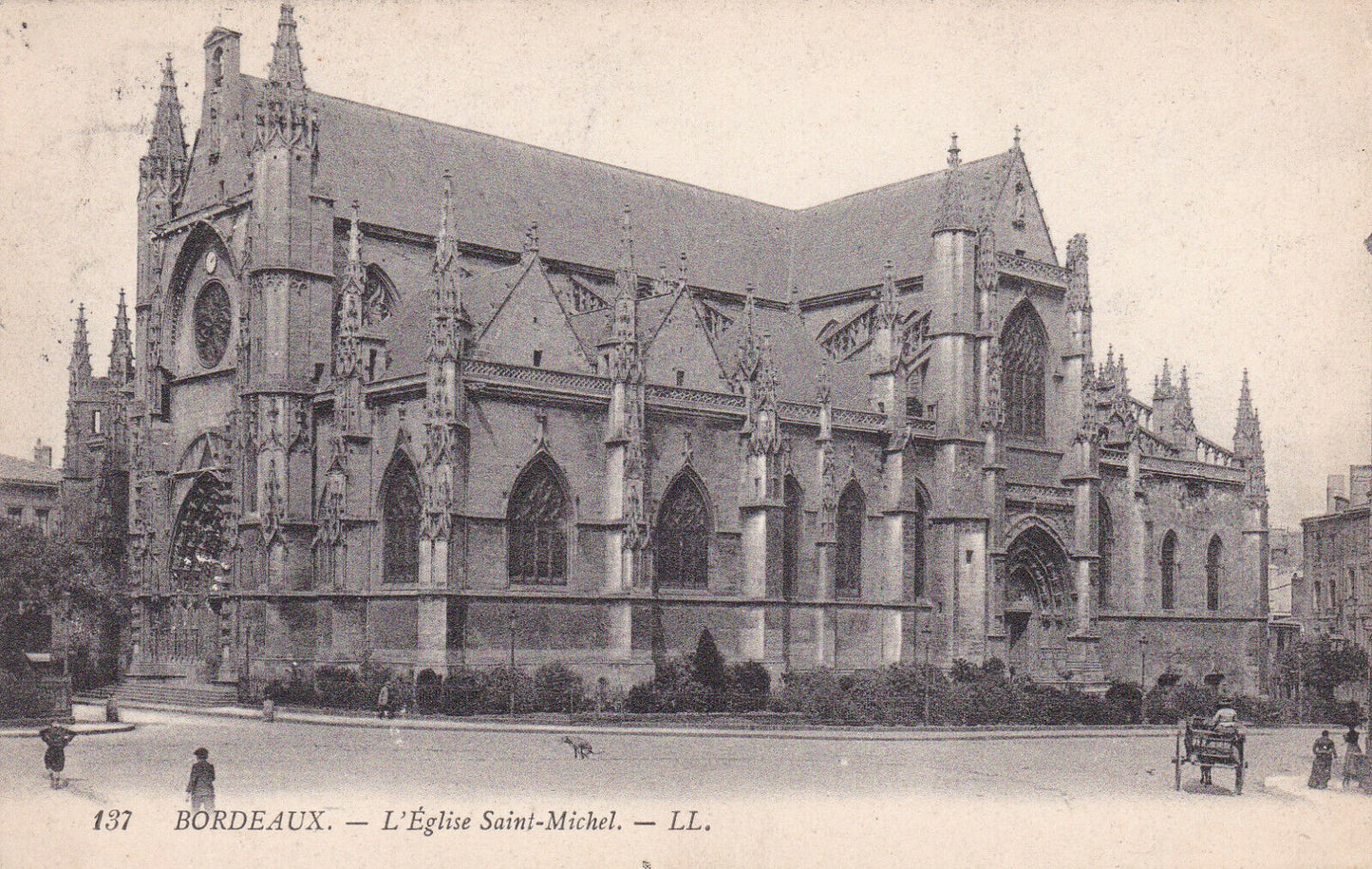 CARTE POSTALE ANCIENNE CPA BORDEAUX L'EGLISE SAINT-MICHEL (1909)