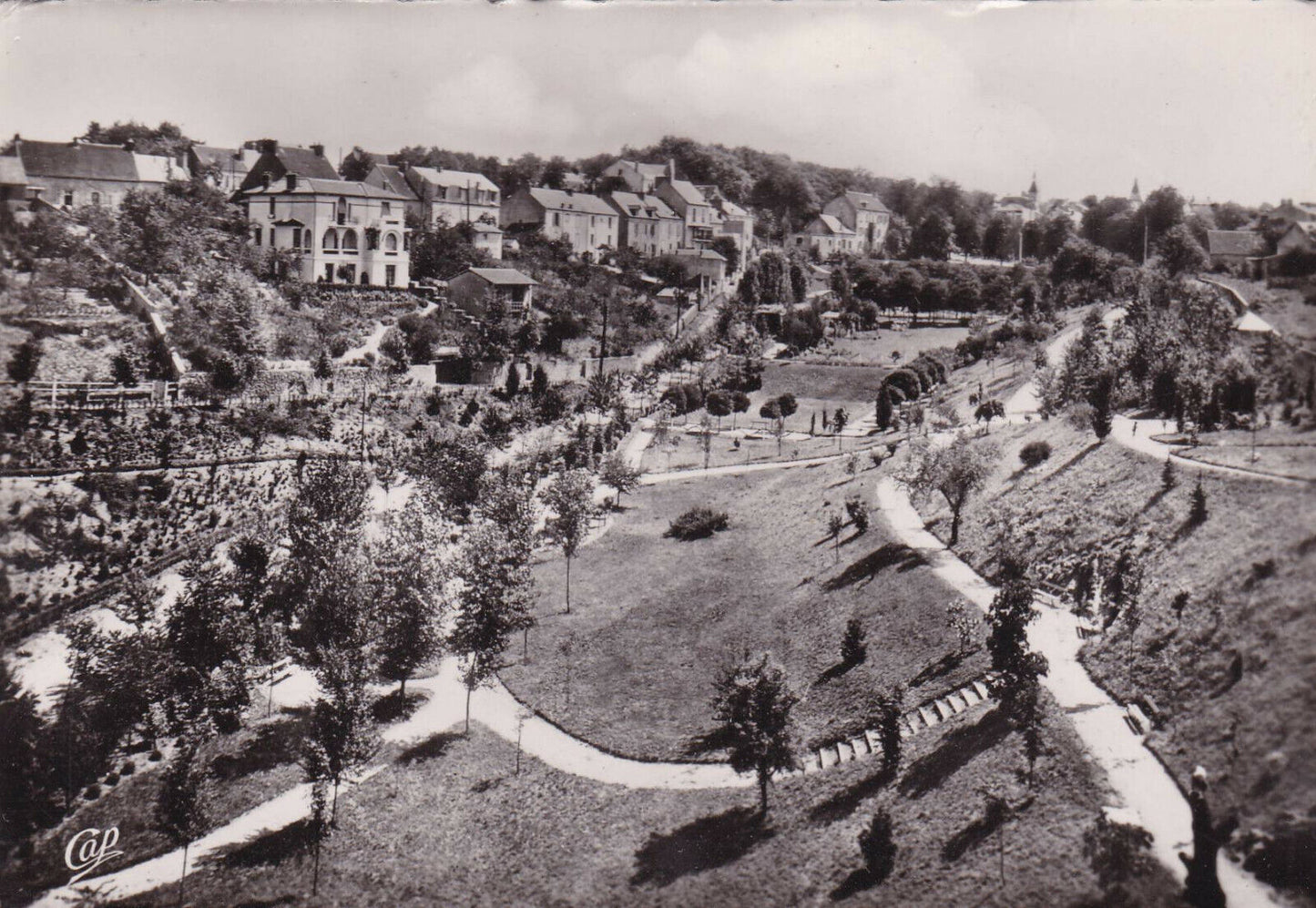 CPSM BLACK &amp; WHITE POSTCARD / NERIS-LES-BAINS THE CHAUDES PARK ALLIER 