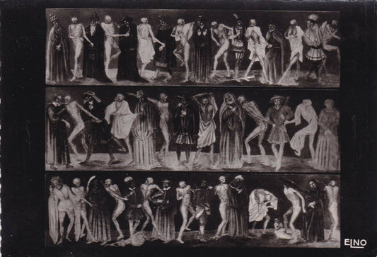 CPSM BLACK &amp; WHITE POSTCARD / LA CHAISE-DIEU HAUTE-LOIRE THE DANCE MACABRE