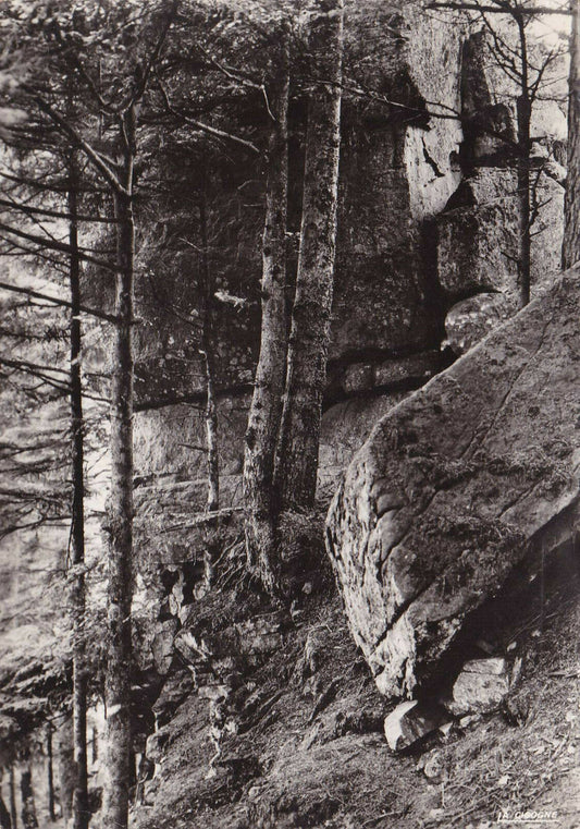 CPSM BLACK &amp; WHITE POSTCARD / SAINT-DIE VOSGES ROCHE DES FEES (1952) 
